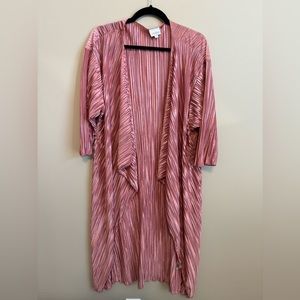 Lularoe Pink Shimmer Metallic Rose Gold Shirley Kimono Ribbed Medium